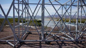 Scaffolding built on archaeological site